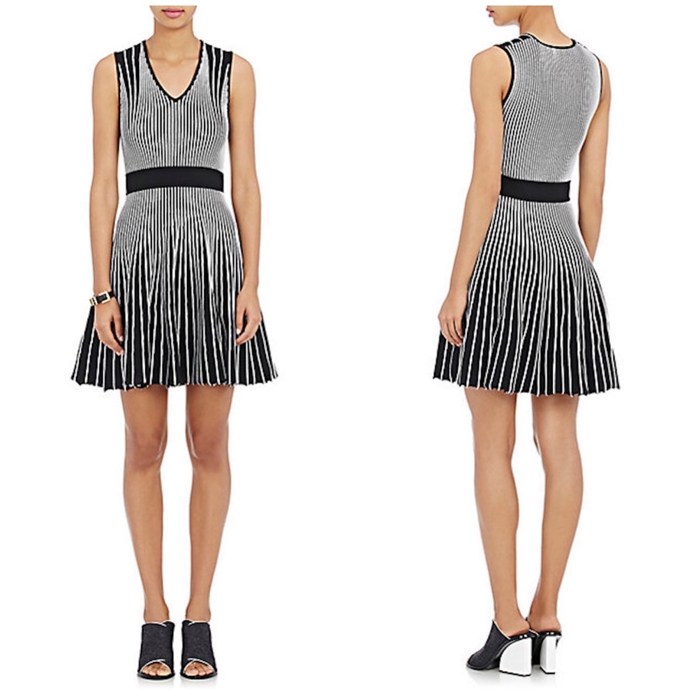 Opening Ceremony Gray and White Rib Knit A-Line Sleeveless Dress Size Small